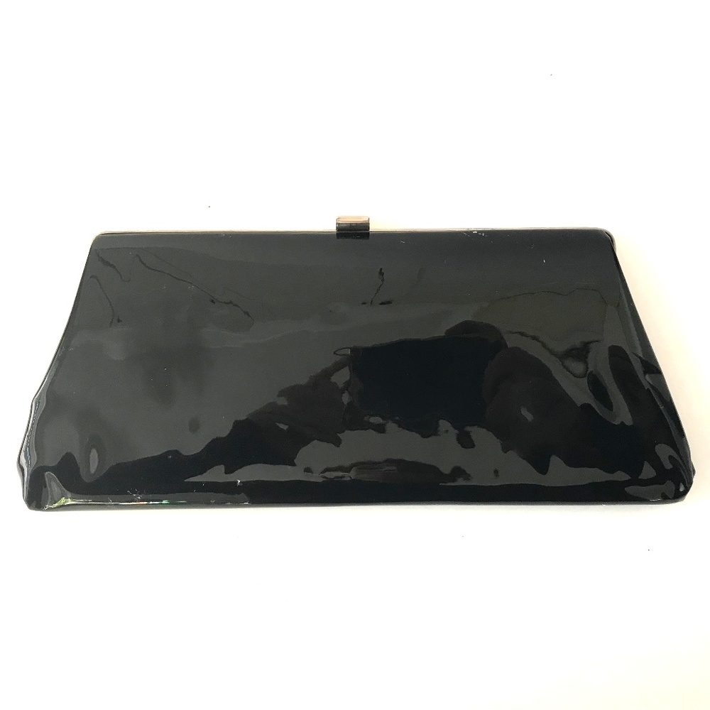 Vintage Black Patent Convertible Clutch Purse